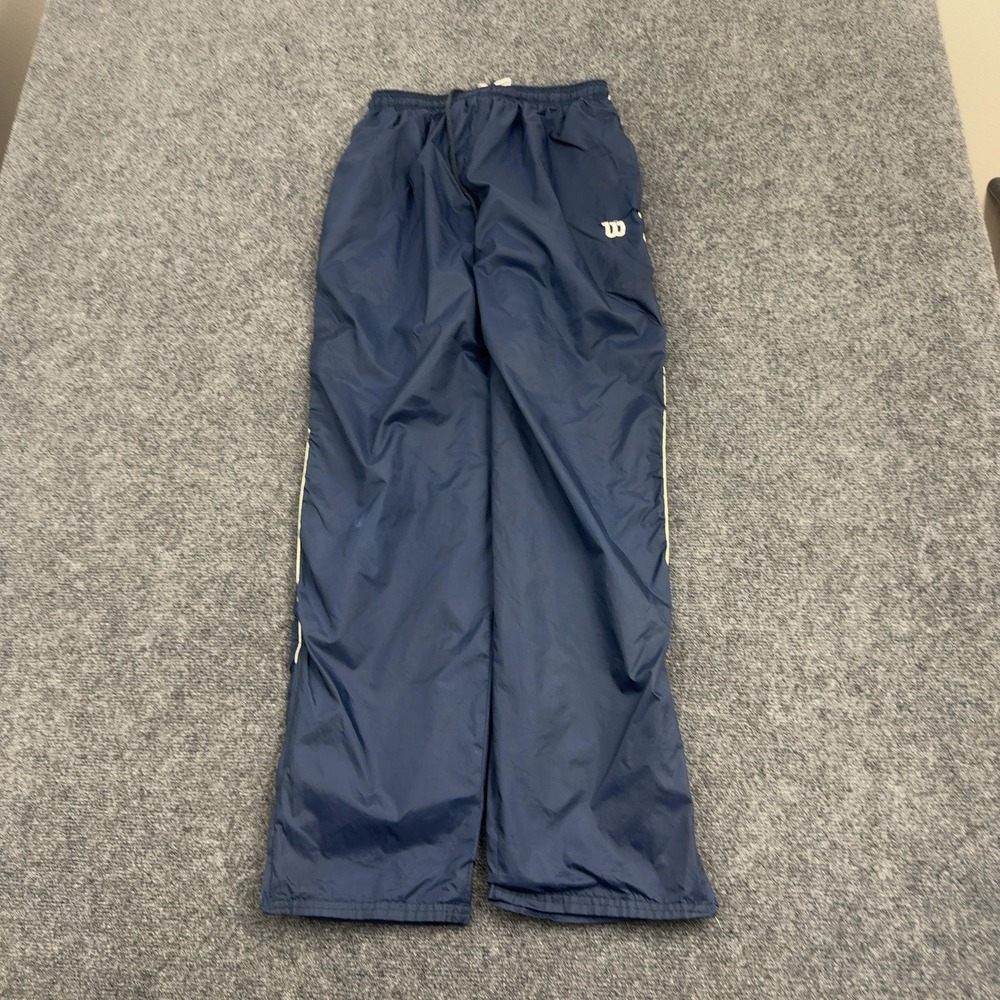 Vintage Wilson Track Pants Mens L Navy Blue Nylon Windbreaker Sportswear Style